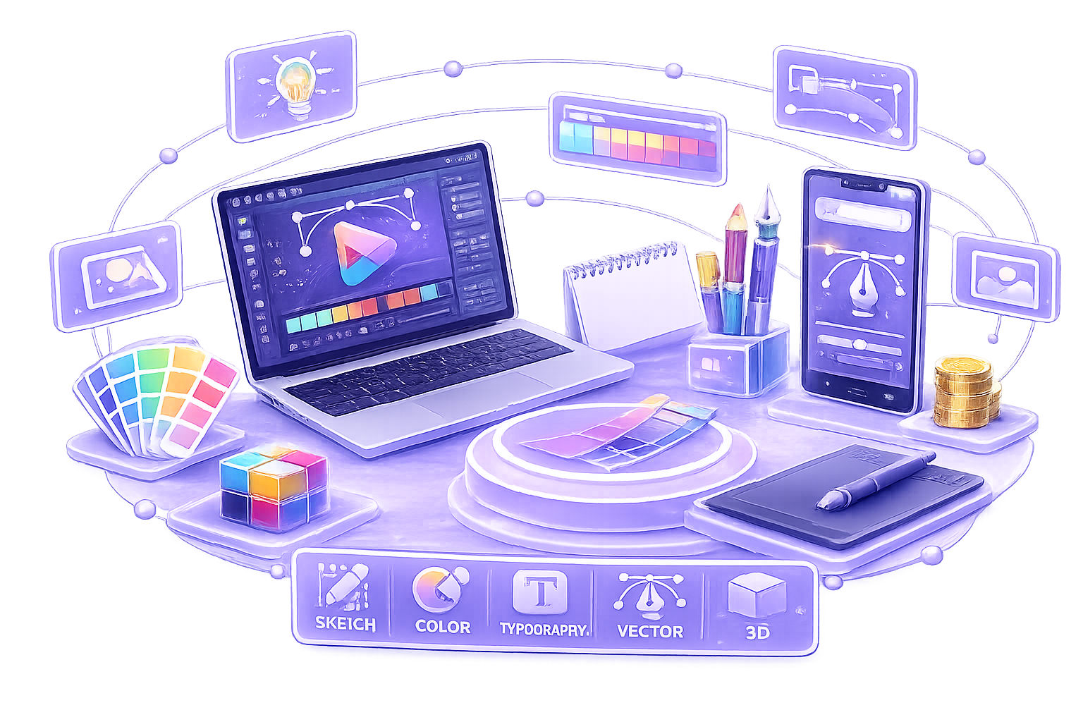 Graphic Designing Internship student mastering graphic design, branding, typography, vector illustration, Adobe Creative Suite, UI design, and digital content creation at TRL FutureX.