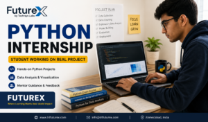 Student learning Python during an online data science internship at TRL FutureX