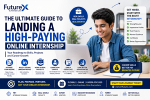 Student preparing for a high-paying online internship by improving resume, LinkedIn profile, and project portfolio